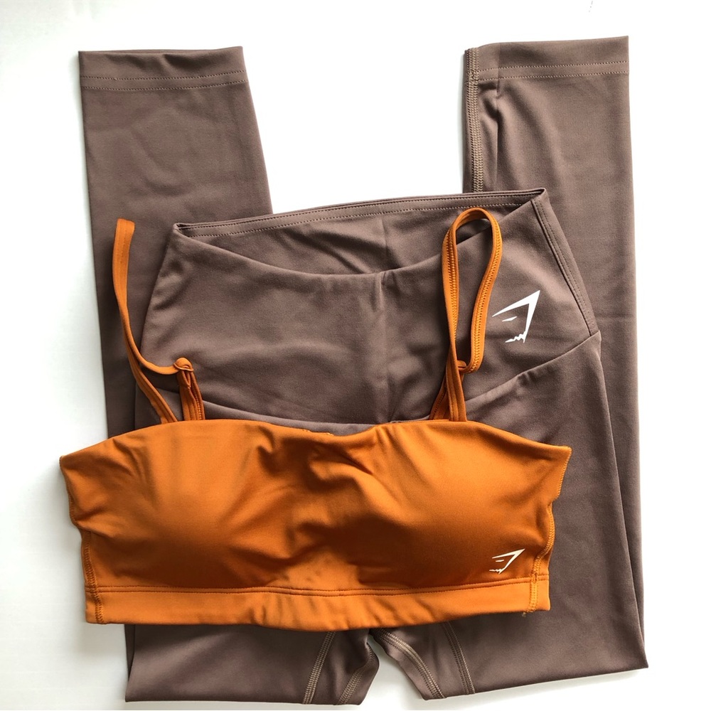Gymshark S/XS Training 7/8 Leggings & Training Bandeau Sports Bra Set - Picture 1 of 10